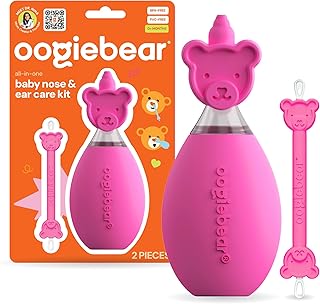 oogiebear: BearPair Baby Nose Cleaner & Ear Wax Removal Tool with Nasal Aspirator - Safe Booger & Earwax Removal for Newborns, Infants, Toddlers - Essential Baby Stuff, Diaper Bag Must-Have - Pink