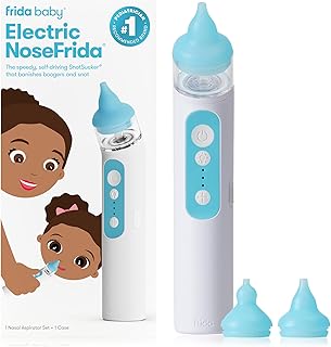 Frida Baby Electric NoseFrida Nasal Aspirator for Baby, Nose Sucker for Baby & Toddler, Upgraded Nasal Aspirator for Congestion + Allergy Relief with 3 Suction Levels, 2 Silicone Tips, USB