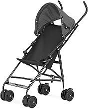 Dream On Me Aero Travel Umbrella Stroller, One-Hand Quick Fold, 3-Point Safety Harness, Dual Brakes, Adjustable Removable Canopy, Lightweight Compact & Space-Saving, for 6 to 36 Months – Black