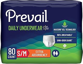 Daily Protective Underwear - Unisex Adult Incontinence Underwear - Disposable Adult Diaper for Men & Women - Maximum Absorbency - Medium - 80 Count (4 packs of 20) | Disposable, Incontinence, Extra Absorbency