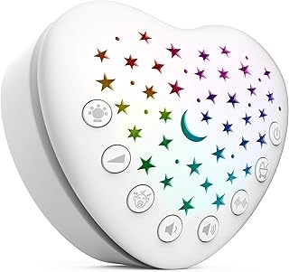 BEREST A13 White Noise Machine & Baby Sleep Soother with 15 Soothing Sounds & Projector Night Light Music Box, Cry Sensor, Rechargeable, Portable for Newborns, Toddlers, Attaches to Crib