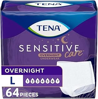 Sensitive Care Overnight Incontinence Underwear, Women, L 32-42in 64ct | Bladder control underwear designed for overnight protection with triple proection for odor, leakage security, and dryness