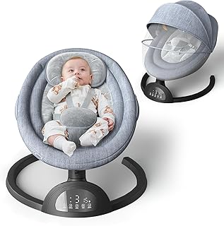 Portable Baby Swing for Infants, 5-Point Harness, Bluetooth Music, 5 Speeds