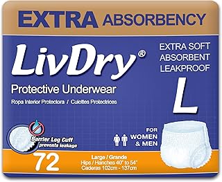 Adult Incontinence Underwear, Extra Absorbency Adult Diapers, Leak Protection, Large, 72-Pack