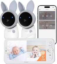 ARENTI Baby Monitor 2 Cameras A4 Set, 2.5K 5G WiFi,360-Color RGB NL,SD Slot | Split Screen, 5'' Upgraded Wireless Display, 2.4G&5G with APP, Access Log,1-Click Call, Humidity&Temp Monitoring, AI Tracking