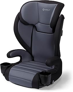 Safety 1st Grow and Go 2-in-1 Booster Car Seat with ComfortWings, Converts High-Back to Backless, 19" Wide, Slim Design, Lightweight, Foldable, Easy-Clean, Cup Holders, 40-100 lbs, Black Sand