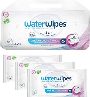 Sensitive Whole Body Cleansing Wipes, 99.9% Purified Water, XL Textured Wipes, Incontinence Care, Fragrance Free, 90 Count