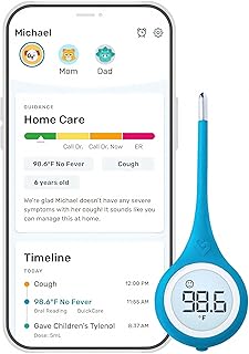 Kinsa QuickCare Smart Digital Thermometer for Adults, Kids and Babies, Oral, Rectal & Underarm Thermometer, App-Connected Fever and Symptom Tracking, Fast Accurate Readings
