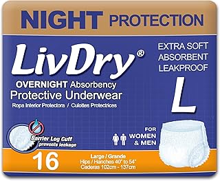 Adult Diapers Large Incontinence Underwear, Overnight, Leak Protection, 16-Pack