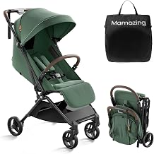 Mamazing Ultra Air Lightweight Baby Travel Stroller with Carbon Fiber Frame | Compact & Airplane-Friendly, One-Handed Fold, 11.6 lbs, UPF50+ Canopy, Under-Seat Basket, Perfect for Toddler Travel, Green