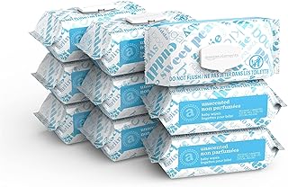 Amazon Elements Baby Wipes, Unscented, Hypoallergenic, Alcohol-Free, With Aloe and Vitamin E, 810 Count, Flip-Top Packs