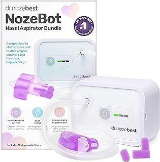 Dr. Noze Best NozeBot Electric Baby Nasal Aspirator - Designed by a Pediatric ENT for Safe, Gentle Congestion Relief - Rechargeable, Portable & Easy to Clean Nose Sucker for Infants and Toddlers