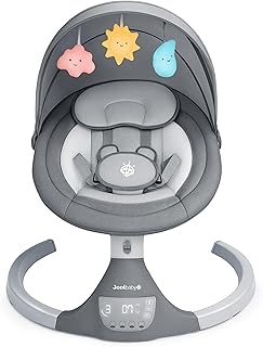Jool Baby Nova Baby Swing for Infants – Bluetooth Music, Remote (Gray) | Keep Baby Happy While Getting Things Done – Gentle Side-to-Side Motion Helps Baby Feel Content