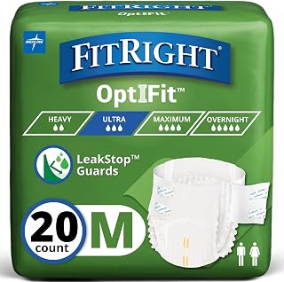 Ultra Adult Diapers, Disposable Incontinence Briefs, Leak-Proof Diaper, Absorbent Briefs For Men and Women, Maximum Protection, Medium, 32 – 44 in, 20 briefs per bag