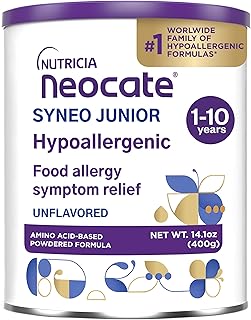 Neocate Syneo Junior Hypoallergenic Toddler Formula Unflavored 14.1oz | Dairy free formula for food allergy relief. For ages 1+ years. With Prebiotics & Probiotics. Nutritionally complete.