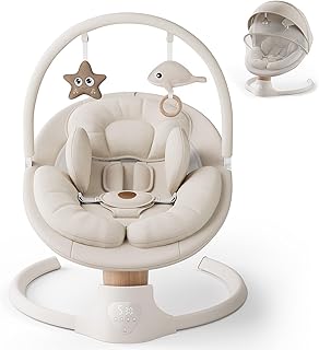 Baby Swings for Infants, FasonBaby Electric Baby Swing with Bluetooth Music | Infant Swing with 5 Speeds, 10 Preset Melodies and Remote Control, Portable Baby Swing for Indoor and Outdoor