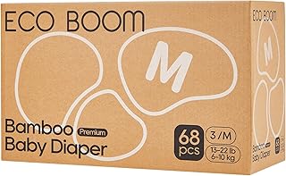 ECO BOOM Diapers, Viscose from Bamboo Diapers, Natural Soft Disposable Nappies for Infant, Size 3 Suitable for 13 to 22lb (Medium - 68 Count)
