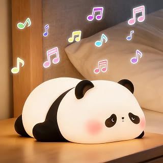 Panda Night Light with White Noise, Sound Machine for Baby Toddler | Silicone Squishy Sleep Trainer, Dimmable Rechargeable Timer Nursery Lamp, Kids Sleep Aid,Room Decor, Cute Gifts for Girls Mom
