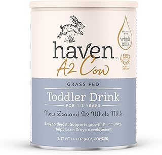 Haven A2 Cow Toddler Formula, Whole Milk, 12+ Months, 14.1oz | No Added Sugar, No Seed Oils, DHA Omega-3, Grass-Fed New Zealand Milk, Probiotics & Prebiotics, Lutein, Easy to Digest