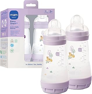 MAM 9oz Easy Start Anti-Colic+ Vented Baby Bottle, 2+ Months, 2 Pack