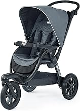 Chicco Activ3 Lightweight Baby Jogging Stroller, All-Terrain 3-Wheel | Eclipse/Grey, 80% polyester, 20% PVC, UPF 50+ canopy, FlexCore suspension, Chicco compatible, compact travel stroller