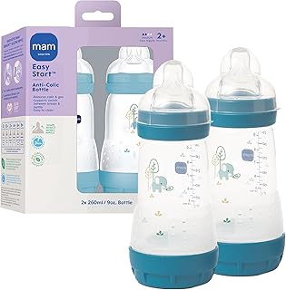 MAM 9oz Easy Start Anti-Colic+ Vented Baby Bottle, 2+ Months, 2 Pack, Boy