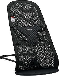 BabyBjörn Bouncer Bliss, Black Frame, Mesh, Black 2-in-1 Adjustable Baby Bouncer Seat and Toddler Chair, Newborn to Toddler (8-29 lbs), 4 Positions, Lightweight & Portable
