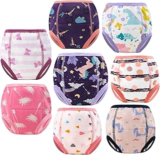 8 Packs Potty Training Pants Cotton Absorbent Training Underwear for Toddler Boy and Girls 2T-9T