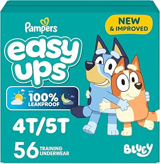 Pampers Training Pants - Easy Ups Boys & Girls Bluey - Size 4T-5T, 56 Count, Children's Potty Underwear (Packaging May Vary)