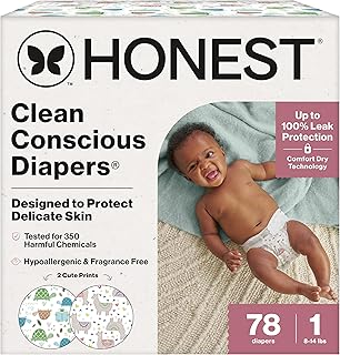 The Honest Company Diapers, All the Alpacas + Turtle Time, Size 1, 78 Count