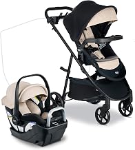 Britax Willow Brook S+ Travel System With Alpine Base — Sand Onyx | Car Seat Stroller Combo; Brook+ Stroller & Willow S Infant Car Seat; ClickTight; Stroller Insert; Parent & Child Trays