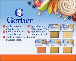 Gerber Stage 2 Baby Food, Baby Fruit And Cereal Tubs Variety Pack, Iron Helps Support Brain Development, No Artificial Flavors, Baby Cereal, 32-Pack