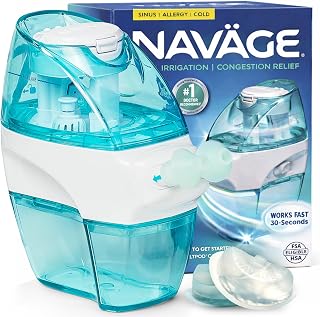 NAVAGE® Starter Bundle: Nose Cleaner, 30 SaltPods, Congestion Relief | Complete Sinus Care Kit: Powered Nasal Irrigation System w/ 30 Pre-Measured SaltPods for Clinically Proven Benefits
