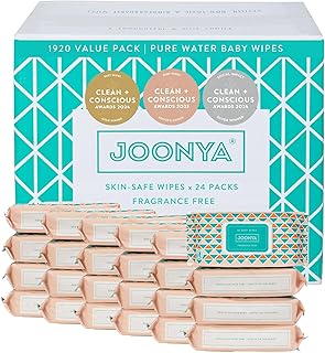 JOONYA Unscented Baby Wipes — Plant-Based, Fragrance-Free Bulk Diaper Wipes | Hypoallergenic, Non-Toxic & Biodegradable Wet Wipes for Sensitive Newborn Skin | 24 Packs of 80 (1,920 Total)