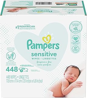 Pampers Baby Wipes Sensitive Perfume Free 7X Refill Packs (Tub Not Included) 448 Count