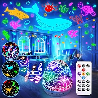 Strayou Sensory Toys for Kids with Autism 31 Colors Night Light Projector | Sound machine for Sleep 15 White Noise Baby Toys for 1-7 year old Boys Toddlers Kids Dinosaur Egg Light Shark Calming Corner