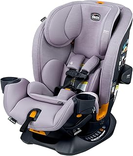Chicco OneFit LX All-in-One Convertible Booster Car Seat, 5-100 lbs | Lupine color, flame retardant-free ClearTex, GREENGUARD Gold, LeverLock install, slim toddler car seat, ASIP