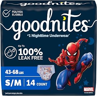 Goodnites Boys' Nighttime Bedwetting Underwear, Size S/M (43-68 lbs), 14 Ct, Packaging May Vary
