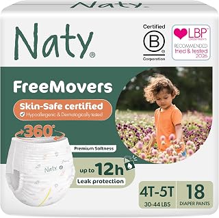 FreeMovers Pull Up Training Pants, Size 6, 4T-5T, (30–44 lbs), 18 Ct. | For Sensitive Skin, Hypoallergenic Potty Training Underwear, Up to 12 Hours Leak Protection, Fragrance-Free, Stretchy comfort