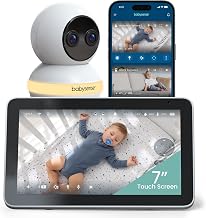 Babysense Touch 7" Touchscreen Smart WiFi Baby Monitor with App, Camera and Audio, Night Light, 4MP Dual-Lens with 6X Zoom, AI Auto Tracking, Focus Area, Split-Screen, VOX/ECO Mode, No Subscription