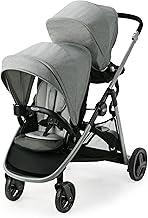 Graco Ready2Grow LX 2.0 Double Stroller, Twin Baby Stroller Features Bench Seat and Standing Platform Options, Compact Fold Perfect for Baby Travel, Clark