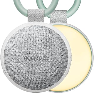 Momcozy Portable Sound Machine with Night Light, White Noise Sound Machine for Baby, 20 Soothing Sounds, Sound Therapy, Long-Lasting Power, Timer, Clips on Stroller, Baby Shower Gifts