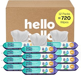 Premium Fragrance-Free Baby Wipes, with Chamomile & Aloe Extracts for Sensitive Skin - 12 Resealable Packs = 720 Total Wipes